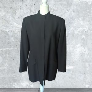 Emanuel Ungaro blazer black wool minimalist career classic blazer. Sz 12